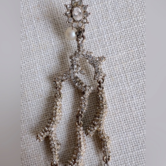 Vintage Badgley Mischka Fine Jewelry Crystal & Genuine Pearl Coral Earrings - Picture 5 of 6